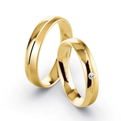 Par de Alianças de casamento noivado  ouro 18k diamantes 4mm Marina