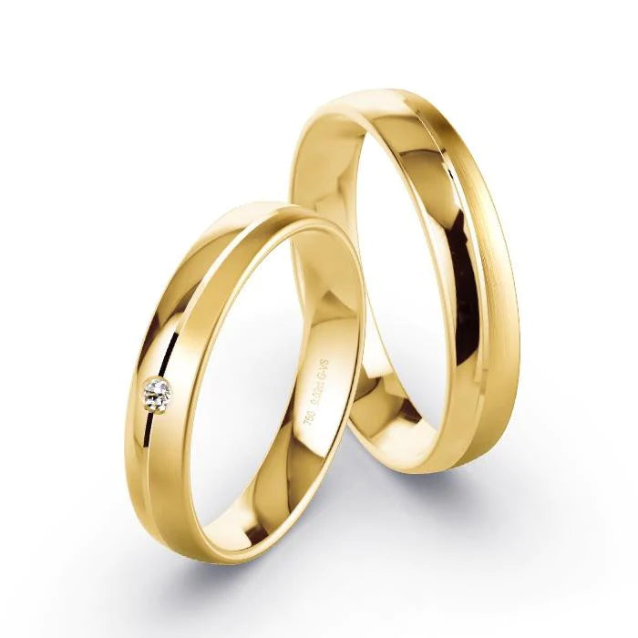 Par de Alianças de casamento noivado  ouro 18k diamantes 4mm Marina