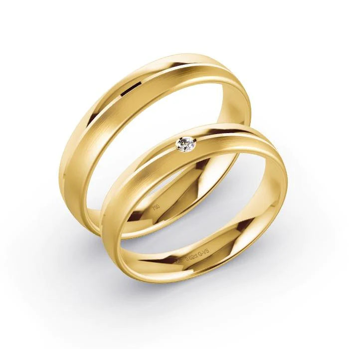 Par de Alianças de casamento noivado  ouro 18k diamantes 4mm Marina
