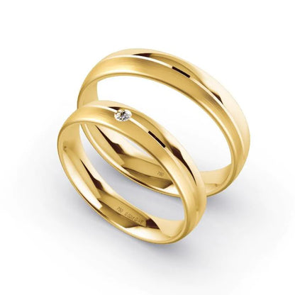 Par de Alianças de casamento noivado  ouro 18k diamantes 4mm Marina