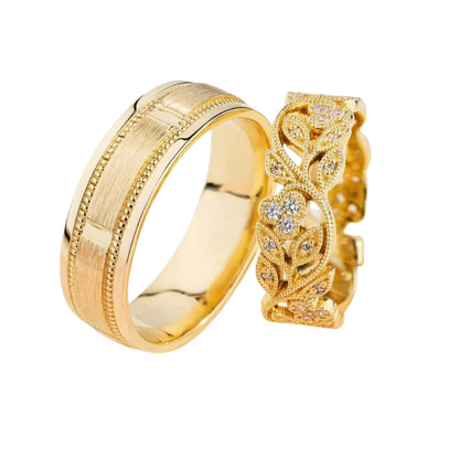 Par de Alianças de casamento noivado ouro 18k diamantes luxo