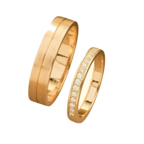 Par de Alianças de casamento noivado ouro 18k diamantes Mila