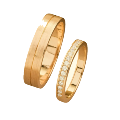Par de Alianças de casamento noivado ouro 18k diamantes Mila