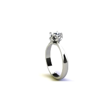 Anel de Noivado Solitario Diamantes Brilhante Ouro Branco 18k Helena