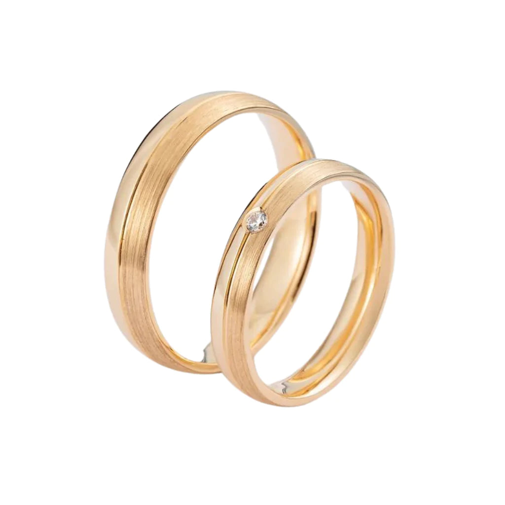 Par de Alianças de casamento noivado ouro 18k diamante Diva