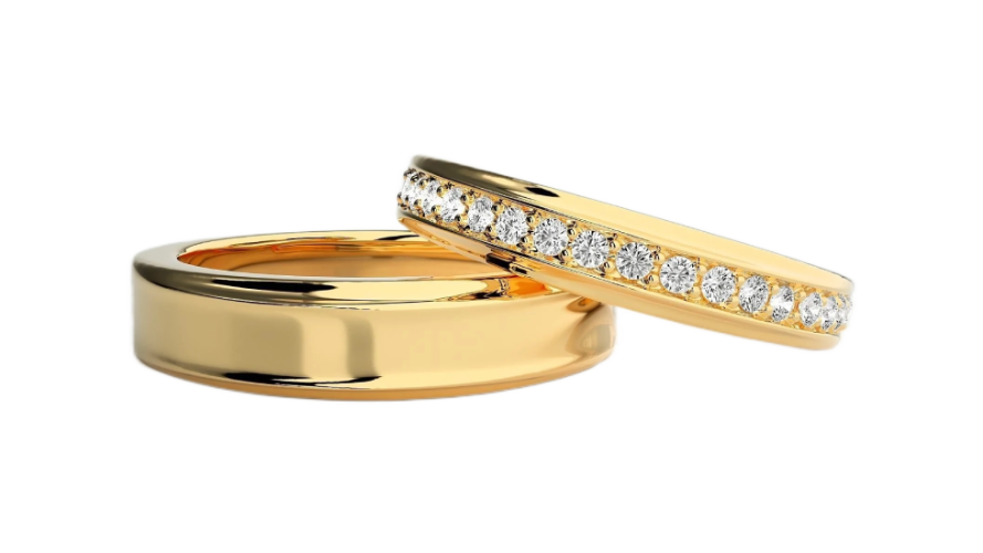 Par de Alianças Casamento Noivado Ouro 18k Diamantes Star