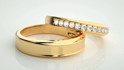 Par de Alianças Casamento Noivado Ouro 18k Diamantes Star