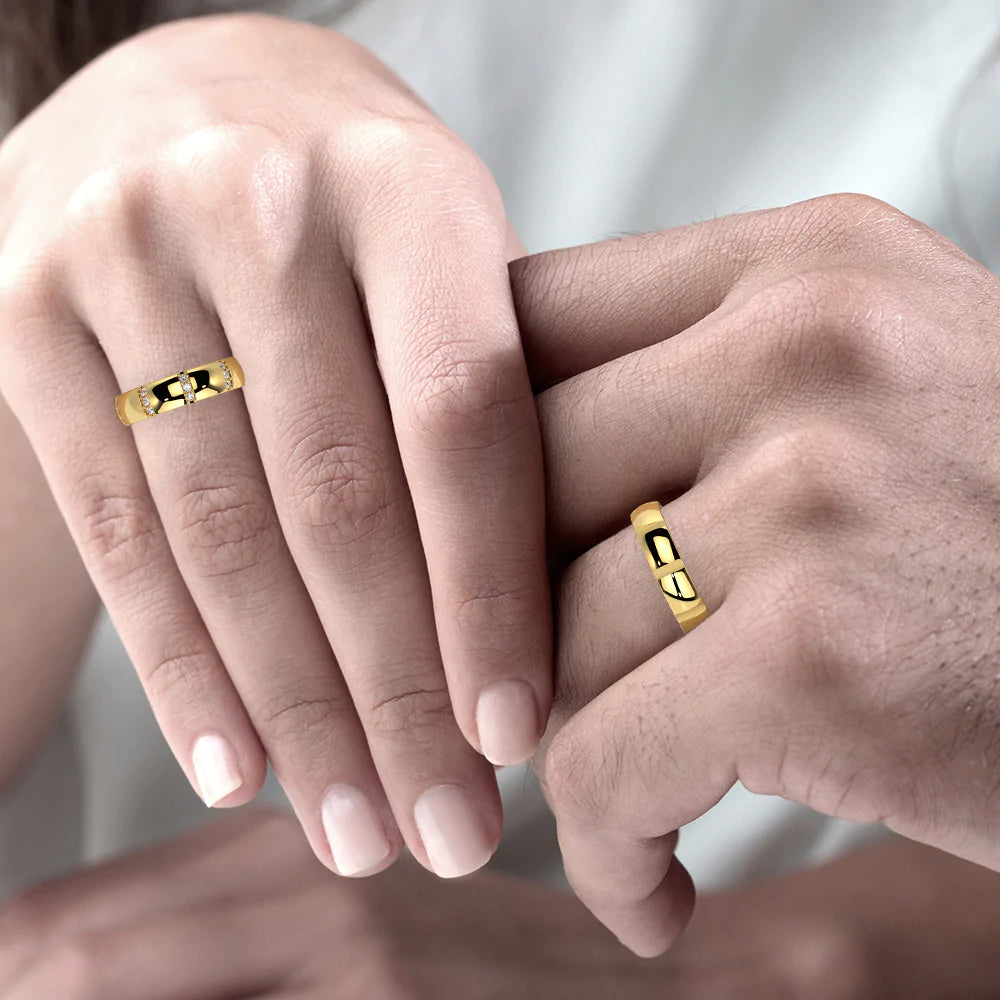 Par de Alianças de Casamento Noivado em Ouro 18k 4mm Luxo