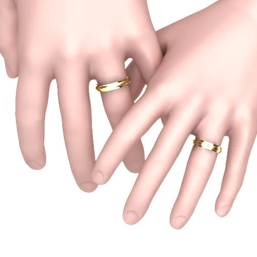 Par de Alianças de Casamento Noivado em Ouro 18k 4mm Kyren