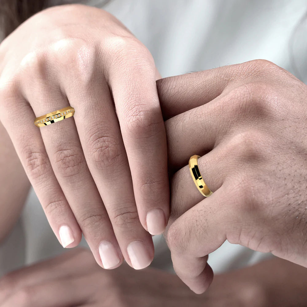Par de Alianças de Casamento Noivado em Ouro 18k 4,5mm Luxo