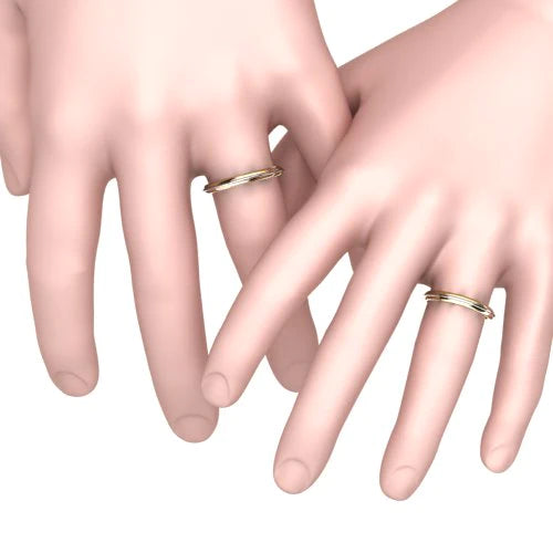 Par de Alianças de Casamento Noivado em Ouro 18k 2,5mm Bolt