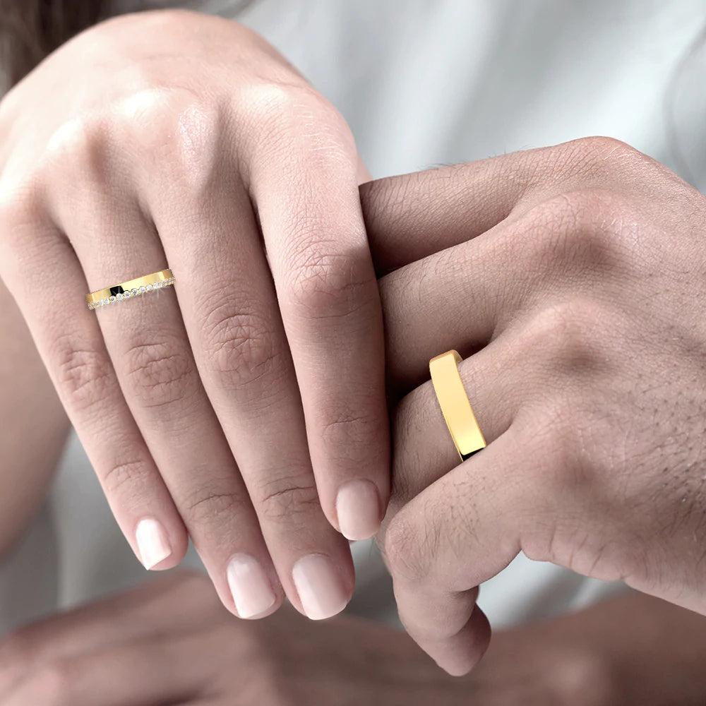 Par de Alianças de Casamento Noivado em Ouro 18k 3,5mm Argan