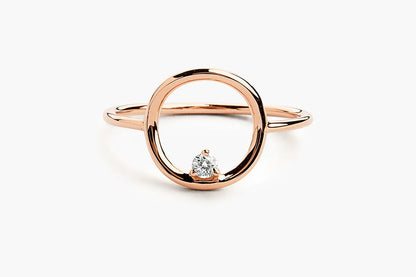 Anel circle De Diamante em Ouro 18k De Luxo