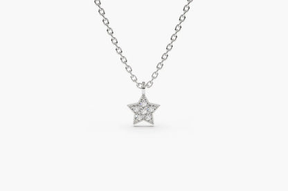 Corrente de ouro 18k  feminina mini estrela Diamantes