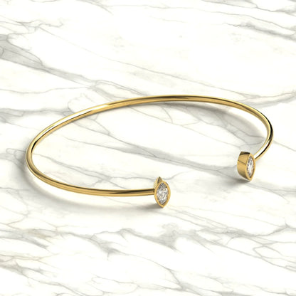 Pulseira Feminina de ouro 18k Bracelete diamantes navete