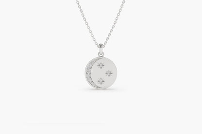 Colar De Lua Corrente Feminina em Ouro Branco 18k c/ Diamantes