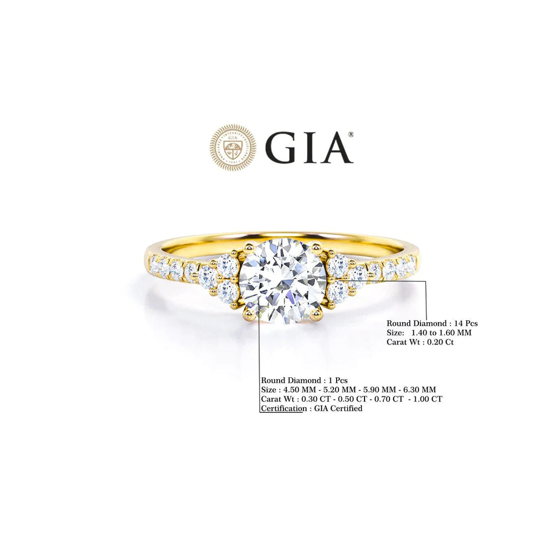 Anel Halo De Ouro Amarelo 18k e Diamantes Brilhantes 70pts