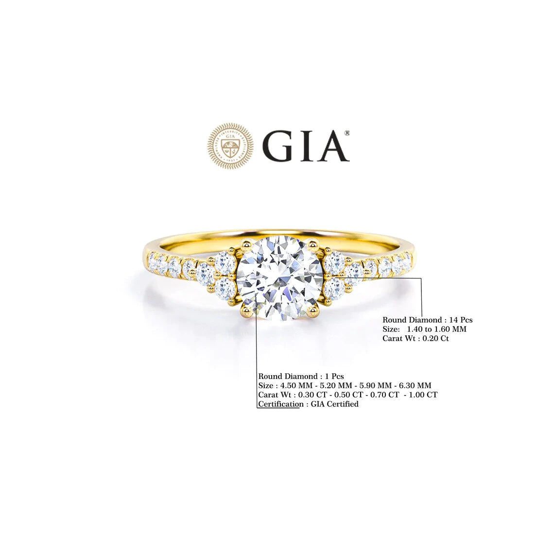 Anel Halo De Ouro Amarelo 18k e Diamantes Brilhantes 100pts