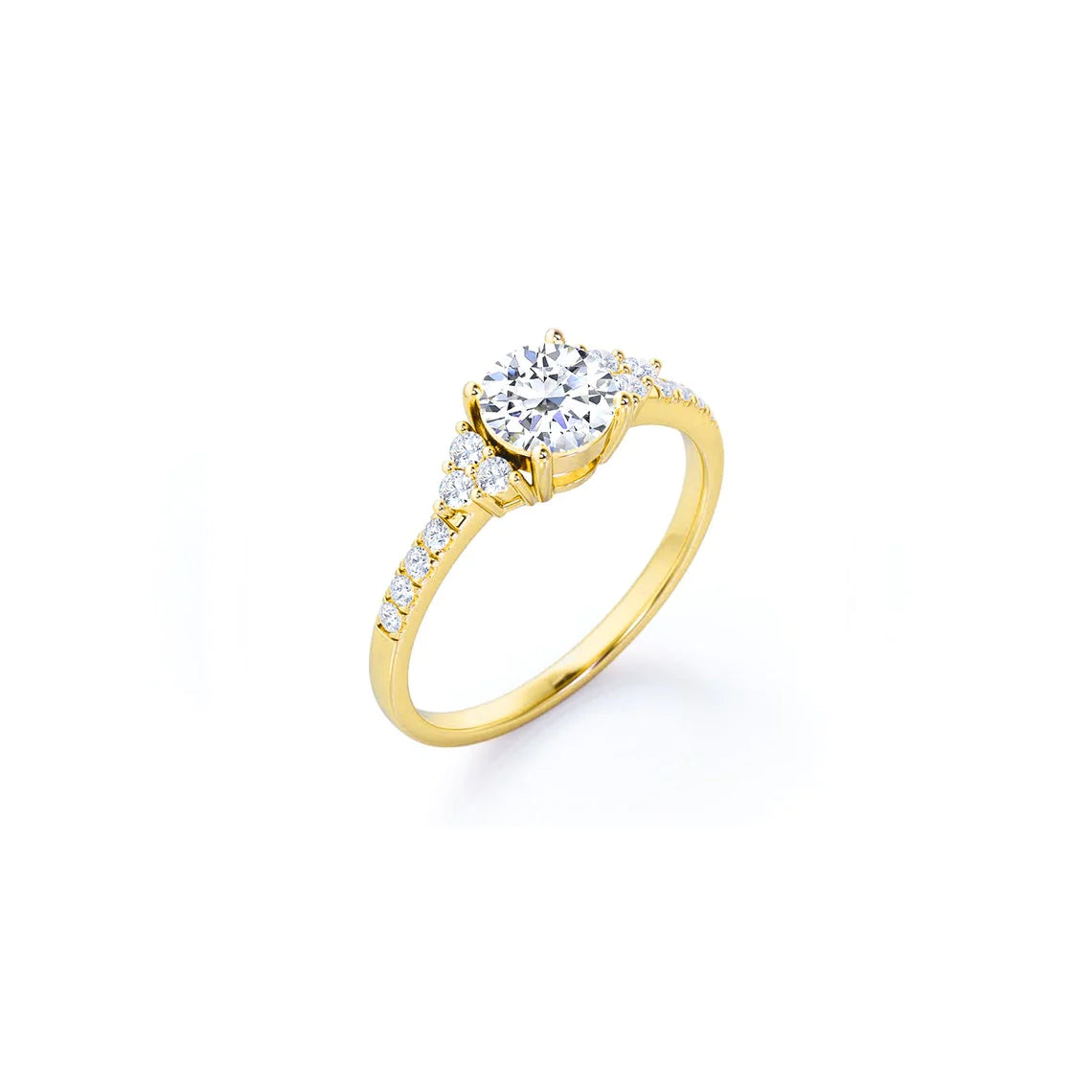 Anel Halo De Ouro Amarelo 18k e Diamantes Brilhantes 30pts