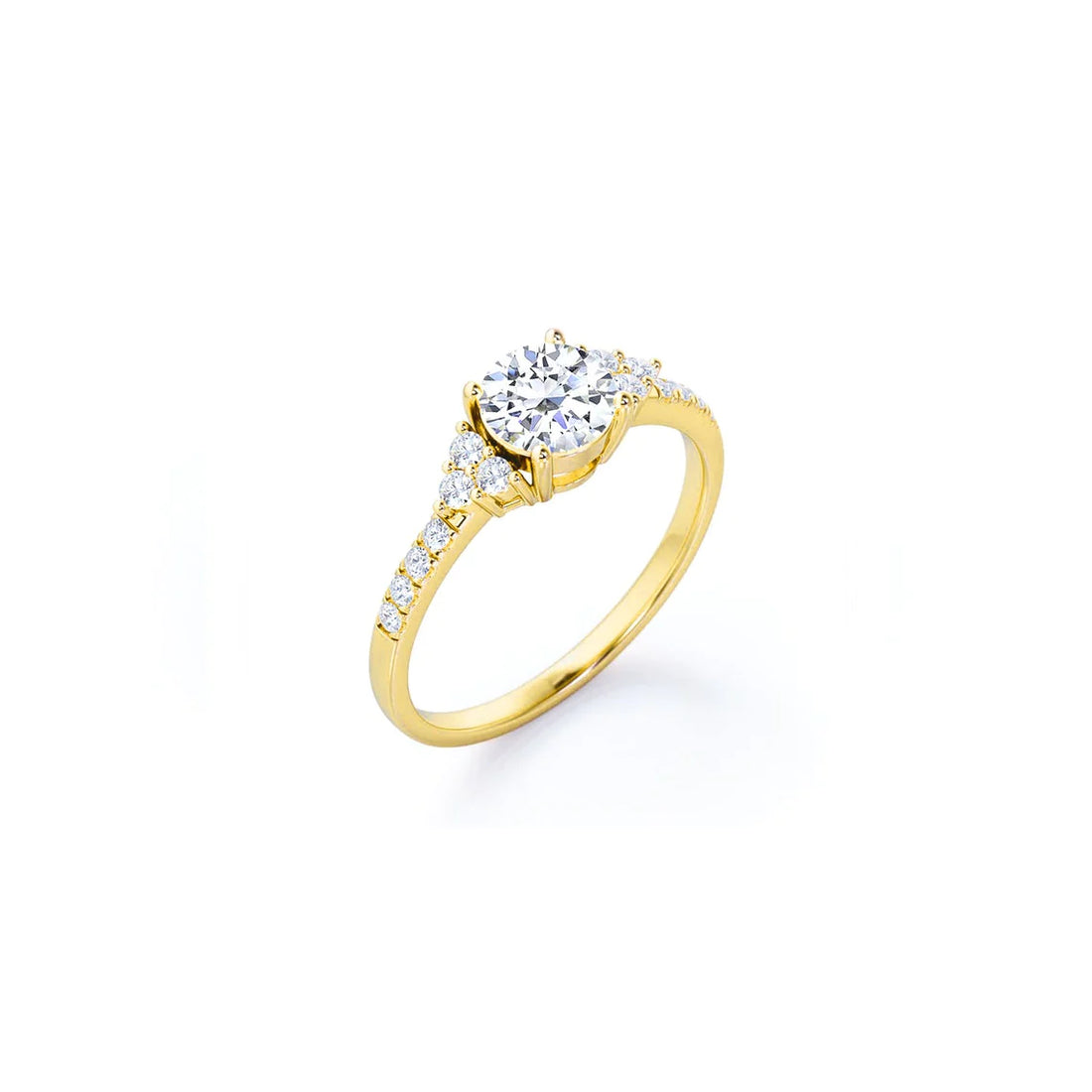 Anel Halo De Ouro Amarelo 18k e Diamantes Brilhantes 100pts