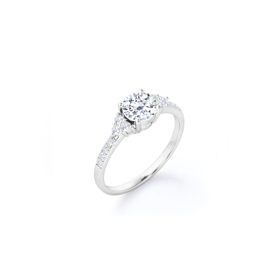 Anel Halo De Ouro Branco 18k e Diamantes Brilhantes 70pts