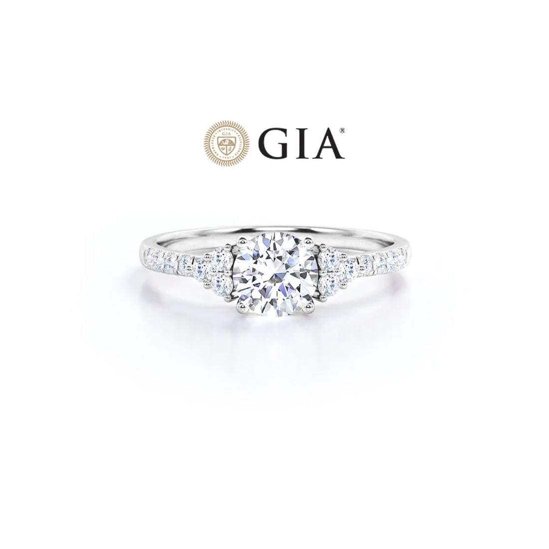 Anel Halo De Ouro Branco 18k e Diamantes Brilhantes 70pts