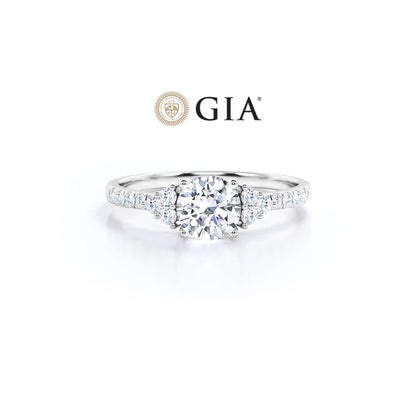 Anel Halo De Ouro Branco 18k e Diamantes Brilhantes 70pts