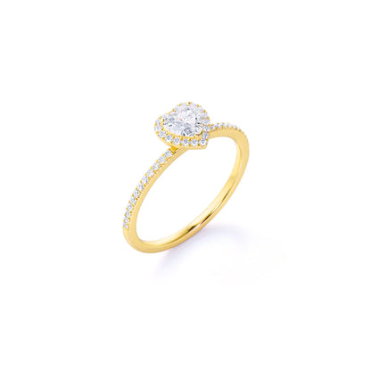 Anel de Noivado Solitario De Diamante Ouro 18k Coração Luxo