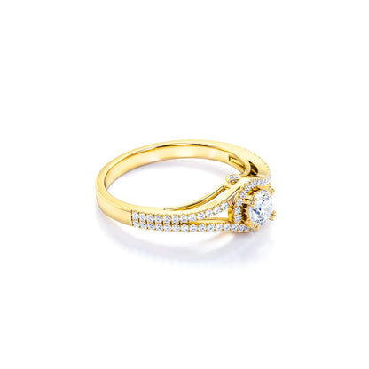 Anel de Noivado Solitario De Diamante Ouro 18k twisted