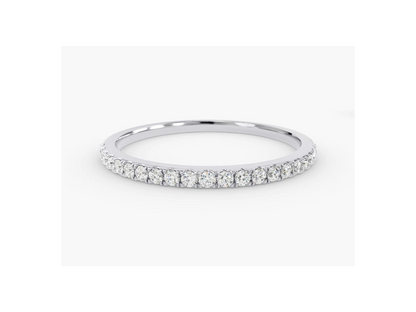 Anel de Ouro 18k Aparador Meia Aliança C/ Diamantes Brilhantes Isabela