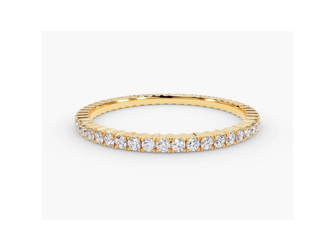 Anel de Ouro 18k Aparador Meia Aliança C/ Diamantes Brilhantes Anne