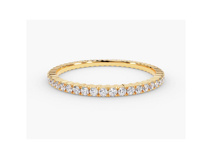 Anel de Ouro 18k Aparador Meia Aliança C/ Diamantes Brilhantes Anne