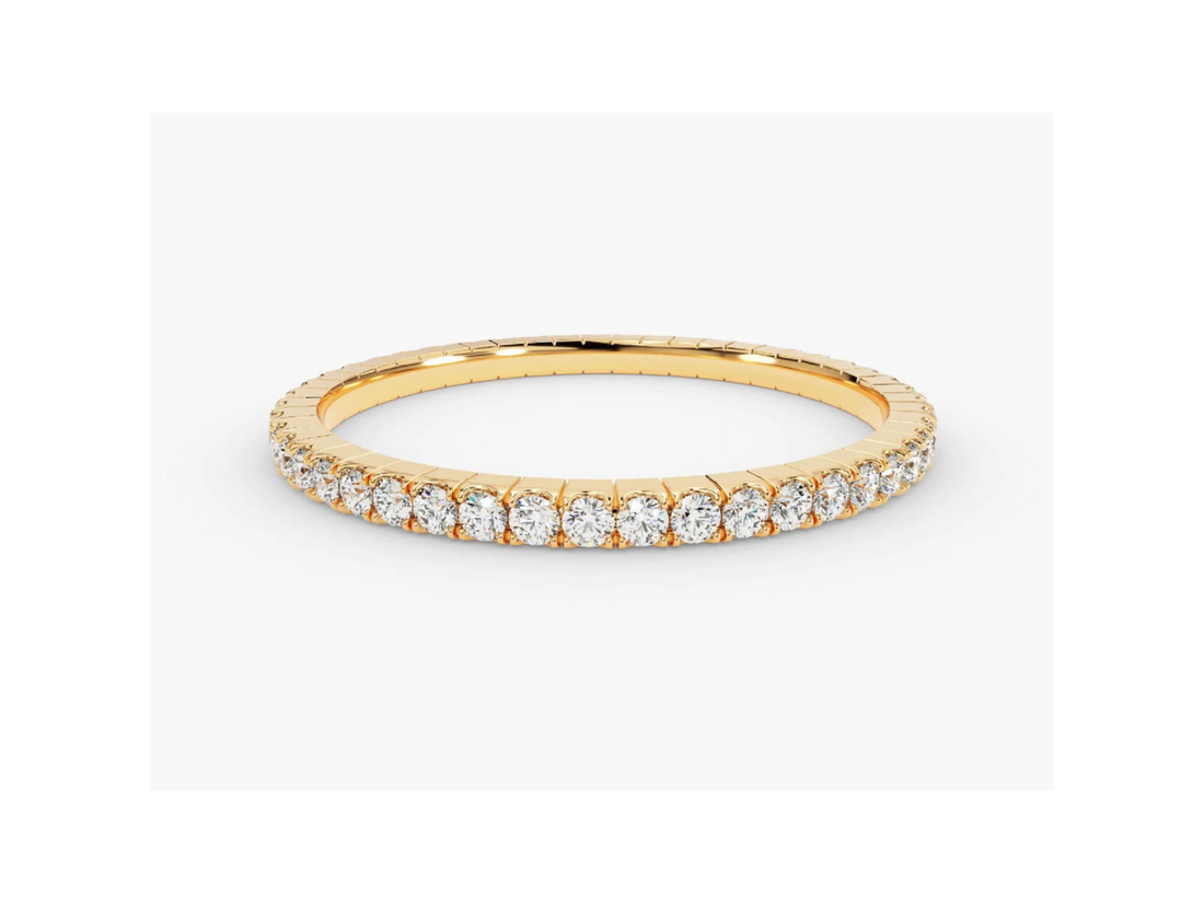 Anel de Ouro 18k Aparador Meia Aliança C/ Diamantes Brilhantes Soul