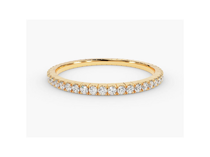 Anel de Ouro 18k Aparador Meia Aliança C/ Diamantes Brilhantes Soul