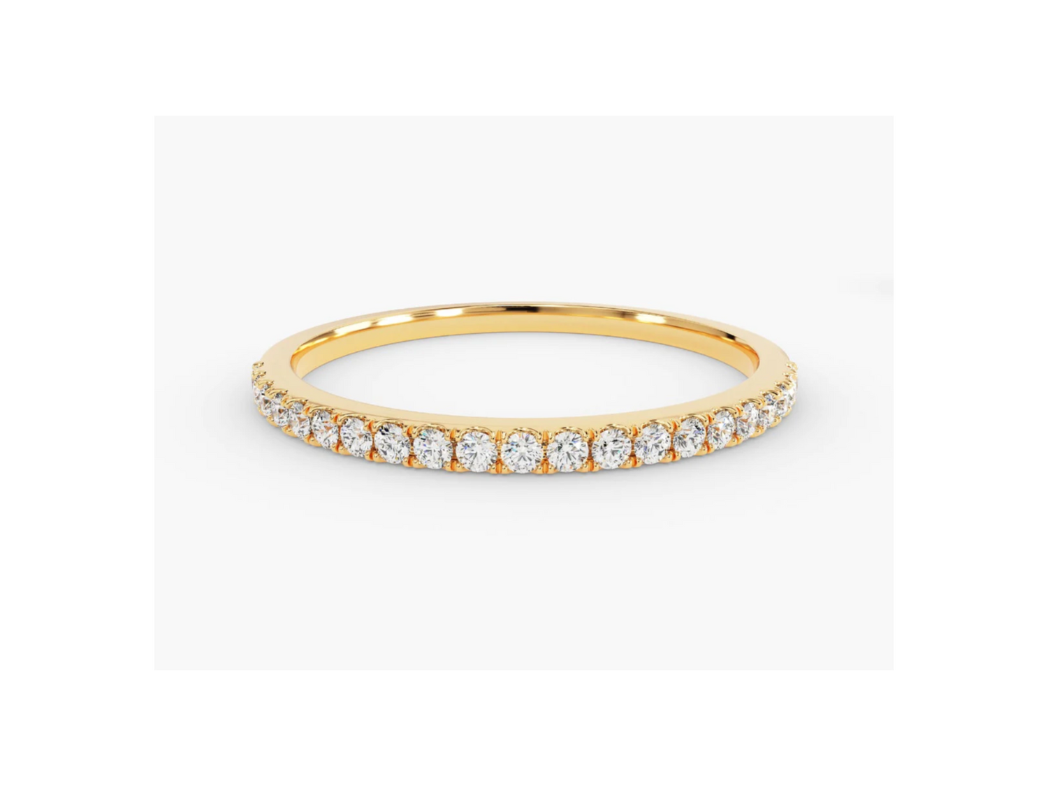 Anel de Ouro 18k Aparador Meia Aliança C/ Diamantes Brilhantes Isabela