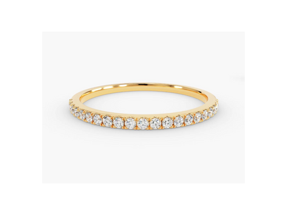 Anel de Ouro 18k Aparador Meia Aliança C/ Diamantes Brilhantes Isabela