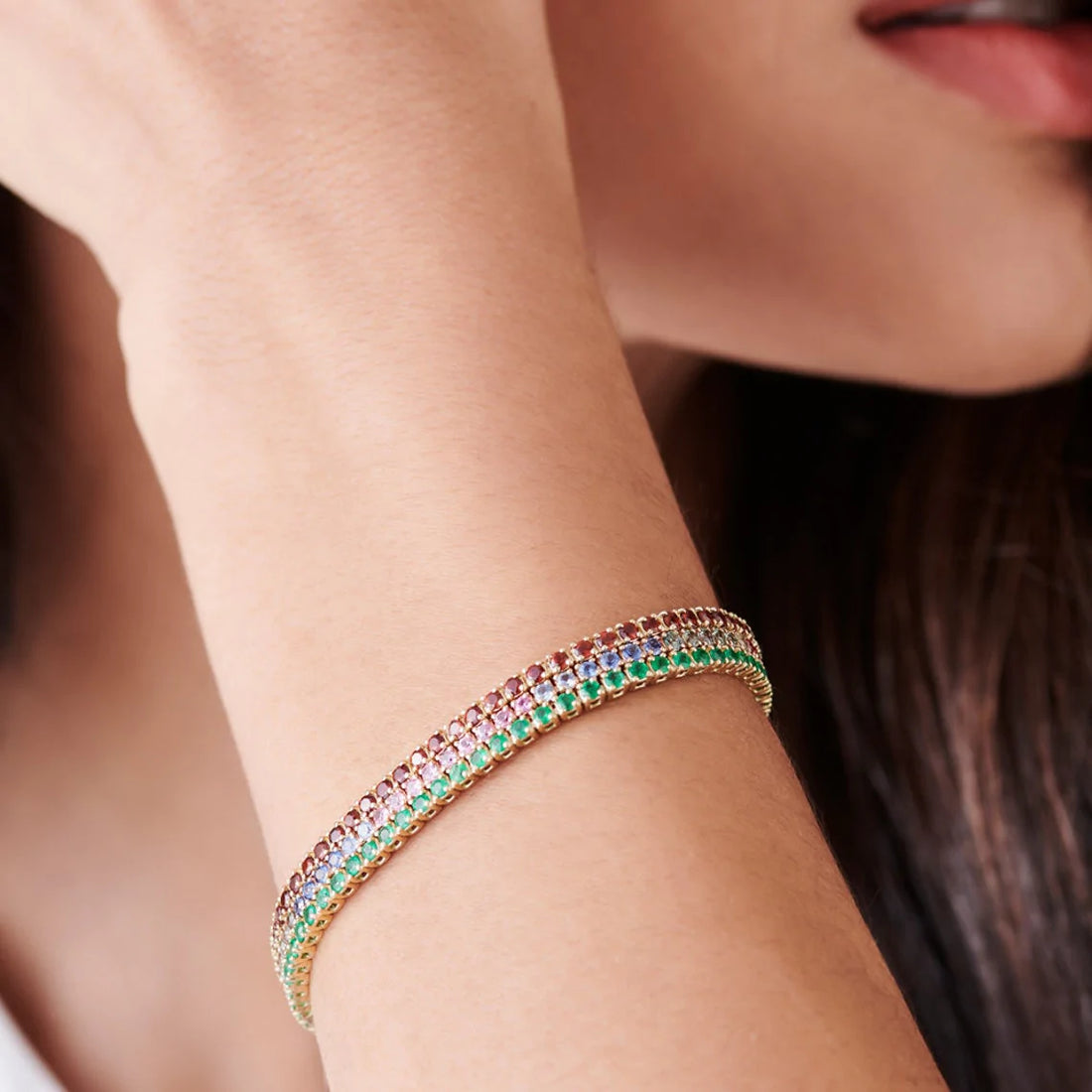 Pulseira de ouro feminina Esmeraldas Riviera