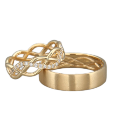 Par de Alianças de casamento noivado  ouro 18k diamante Celtic