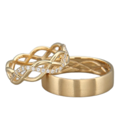 Par de Alianças de casamento noivado  ouro 18k diamante Celtic