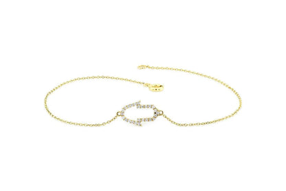 Pulseira Feminina de Ouro Branco 18k Hamsa Diamante Luxo