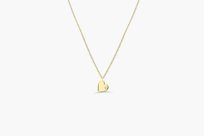 Colar de Coraçao Corrente Luxo Feminino em Ouro Branco 18k c/ Diamante