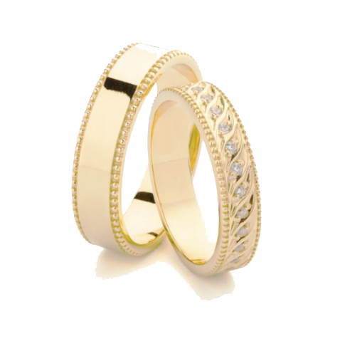 Par de alianças de casamento noivado ouro 18k diamante Golden