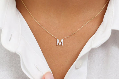 Colar Corrente Inicial Feminino em Ouro Branco 18k c/ Diamante