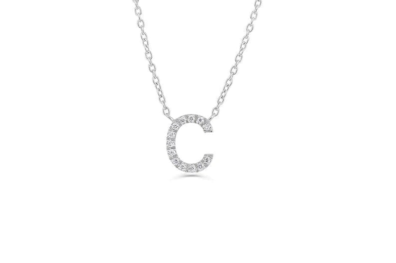 Colar Corrente Inicial Feminino em Ouro Branco 18k c/ Diamante