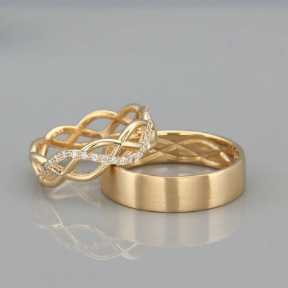 Par de Alianças de casamento noivado  ouro 18k diamante Celtic