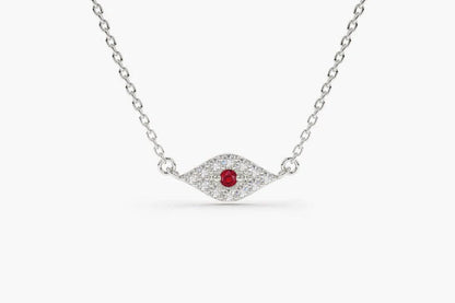 Corrente Feminina em Ouro Amarelo 18k Diamantes e Rubi olho grego