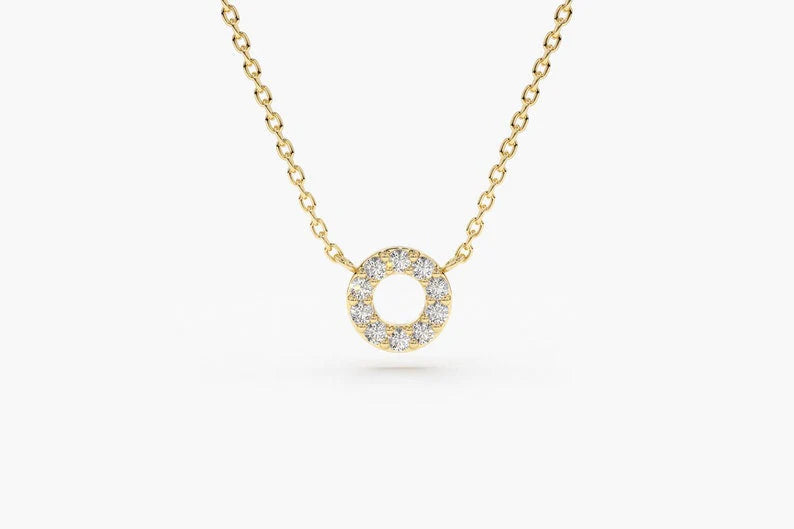 Colar Corrente Feminina em Ouro Amarelo 18k Circle C/ Diamantes