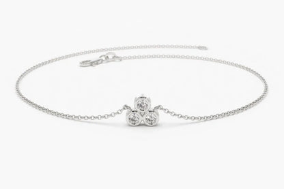 Pulseira Feminina Delicado de Ouro Branco 18k Trio Bezel Diamantes