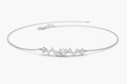 Pulseira Feminina de Ouro Amarelo 18k Cruz De Diamante Delicado