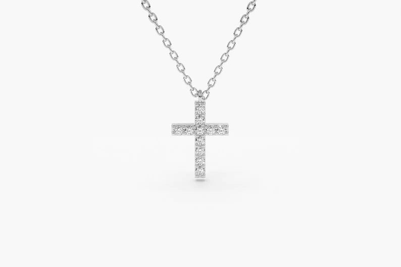 Colar Corrente Feminina em Ouro Branco 18k De Cruz